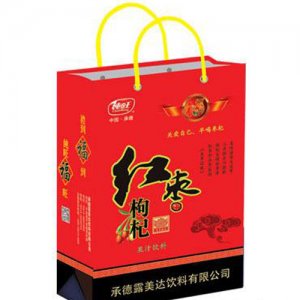 纯旺红枣枸杞果汁饮料手提袋