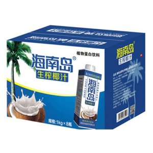 海南岛生榨椰汁1kgx8方瓶