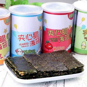 仙渔小苔番茄味罐装夹心海苔脆片
