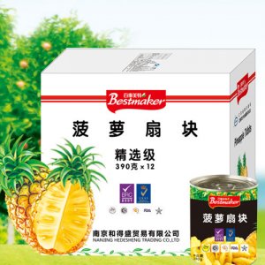 百事美特菠萝扇块罐头390g