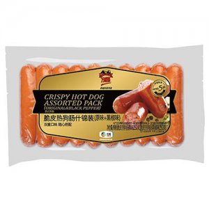 万威客脆皮热狗肠什锦装原味+黑椒味500g