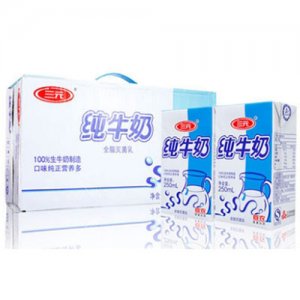 三元纯牛奶250mlx24盒箱装
