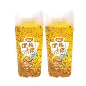 好梦优果优肉芒果百香果果粒果味饮料380ml