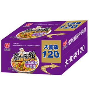 家家有大食袋120老坛酸菜牛肉面1x12桶箱装