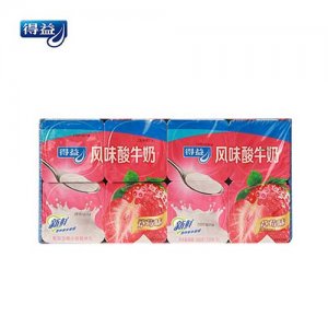得益八连杯风味酸牛奶草莓味盒装
