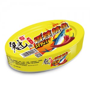 魁牌香辣鲭鱼罐头397g