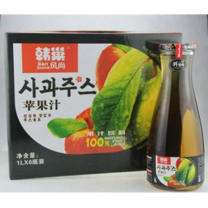 韩巢苹果汁饮料玻璃瓶1L