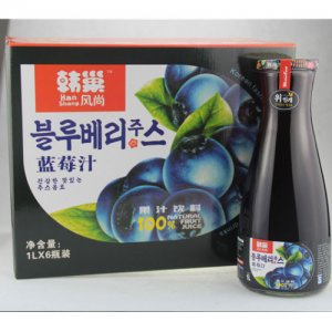 韩巢蓝莓汁饮料玻璃瓶1L