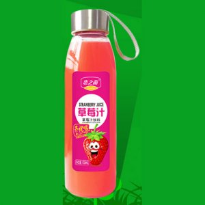 恋之雨玻璃瓶草莓汁饮料418ml