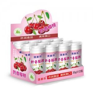 澳美乐奶香樱桃糖果瓶装
