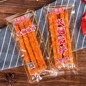 爆道双胞胎棒辣条散装称重