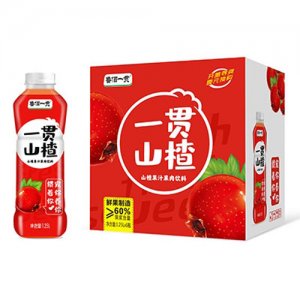 鲁佰一贯山楂果汁果肉饮料1.25L×6瓶