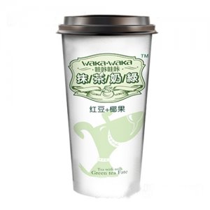 哇咔哇咔抹茶奶绿红豆+椰果