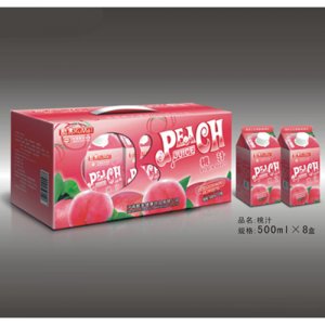 酷美500ml桃汁屋顶盒