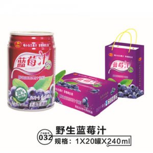 小白兰野生蓝莓汁饮料240mlx20罐