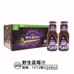 小白兰野生蓝莓汁饮料248mlx12瓶