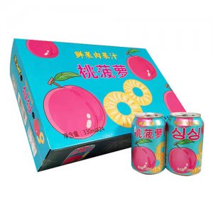 笑为鲜桃菠萝果汁礼盒330mlx24罐