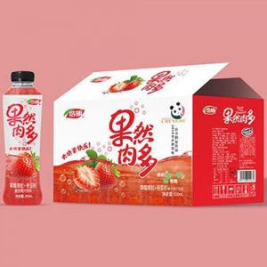 浩明果然肉多草莓奇亚籽果粒复合果汁500mlx15瓶
