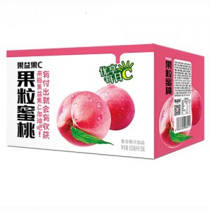 味益纯果益果C果粒蜜桃果汁500mlx15