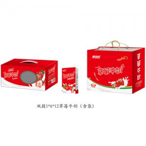 新湖源双提 1X6X12草莓牛奶(含袋)