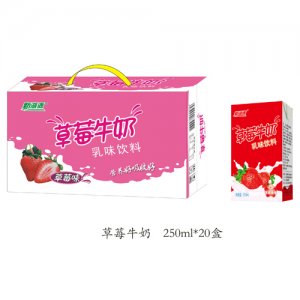 新湖源20盒草莓牛奶
