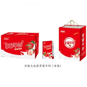 新湖源20盒大包装草莓牛奶（含袋）