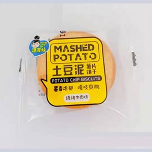 漂亮娃土豆泥薯片饼干烧烤牛肉味
