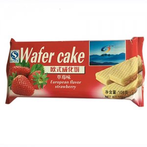 福轩园欧式威化饼草莓奶味108g