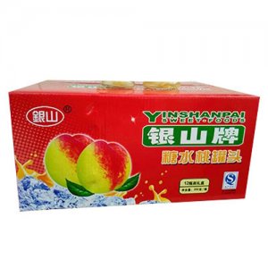 银山糖水桃罐头箱装252g