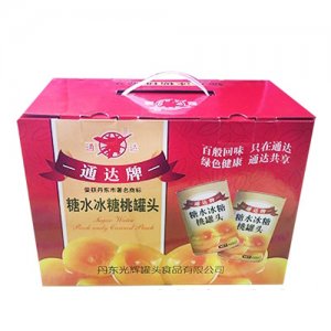 通达牌糖水冰糖桃罐头箱装