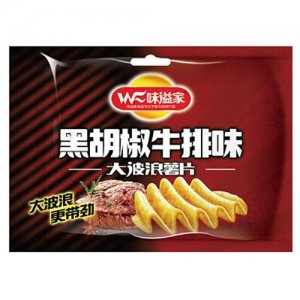 味溢家大波浪薯片黑胡椒牛排味40g(红)