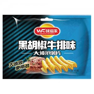 味溢家大波浪薯片黑胡椒牛排味40g(蓝)