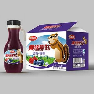 新雨瑞果缘果知蓝莓+树莓果汁饮料1LX6瓶