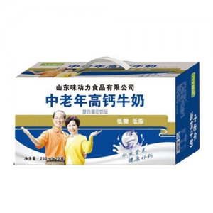 味动力中老年高钙牛奶250mlx20盒