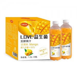 亲青果源LOVE益生菌发酵果汁芒果味1.5L6瓶