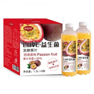 亲青果源益生菌发酵百香果汁1.5L6瓶