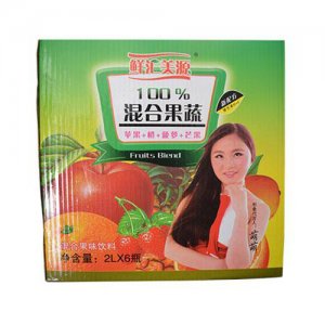 鲜汇美源混合果蔬混合果味饮料2L6瓶