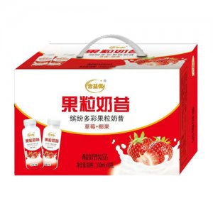 合益优果粒奶昔酸奶饮品草莓椰果310mlx10瓶