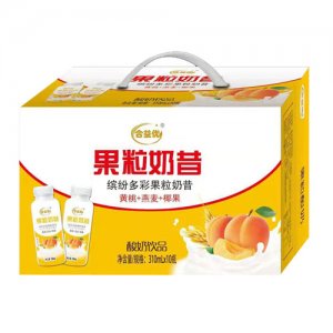 合益优果粒奶昔酸奶饮品黄桃燕麦椰果310mlx10瓶
