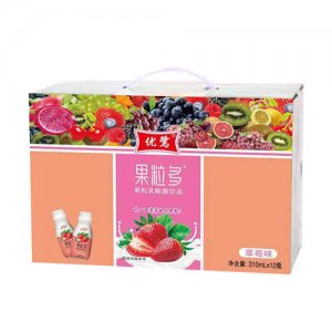 优鹭果粒多果粒乳酸菌饮品草莓味310mlx12瓶