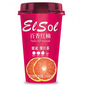 爱说百香红柚果汁茶杯装饮料