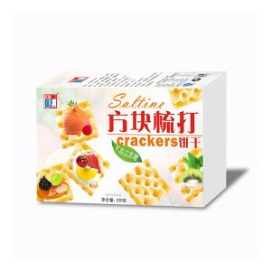 庆联方块梳打饼干200g