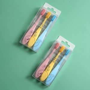 創意馬卡龍兒童3只裝牙刷貼牌OEM/ODM