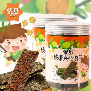 核桃夹心海苔罐装80克OEM/ODM定制代加工