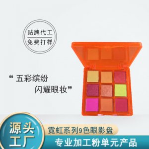 跨境彩妆霓虹系列九宫格眼影盘OEM/ODM代加工