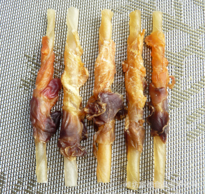 鸡胗鸡肉绕牛皮卷贴牌代加工oem,完全符合加工标准
