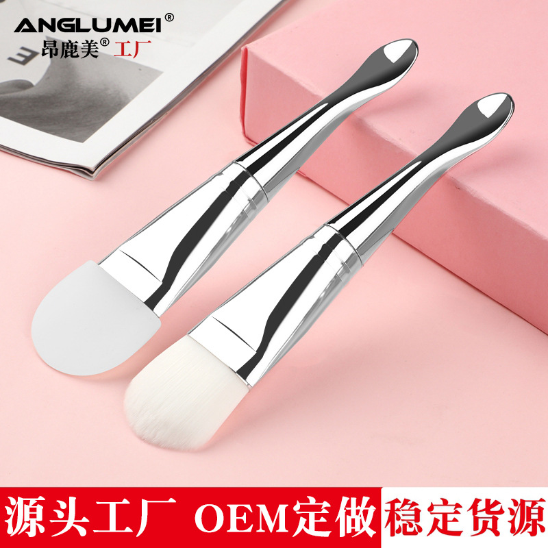 硅胶面膜刷带勺双头软毛美容美妆工具OEM代工厂