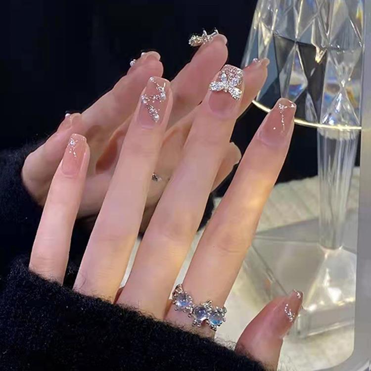 穿戴美甲温精灵腮红美甲纯欲穿戴甲山茶花穿戴甲片成品指甲片批发OEM代加工