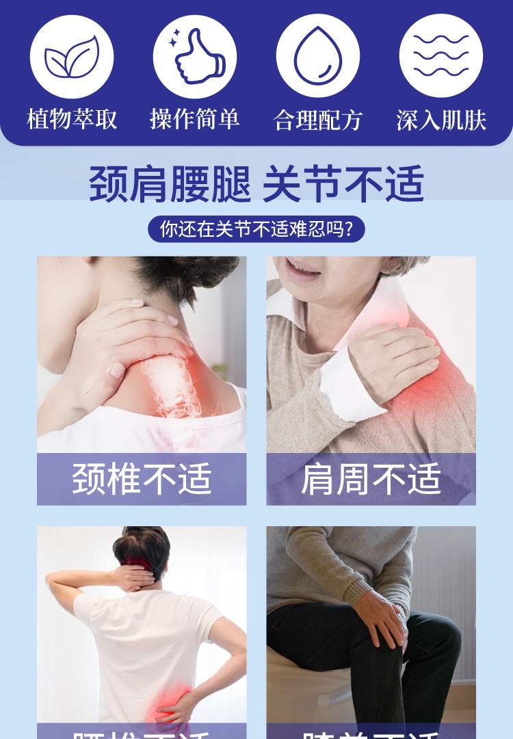 红花白芷透骨贴颈肩腰椎膝盖关节不适通用温和护理保健贴