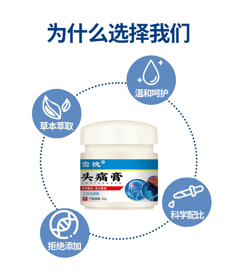 跨境货源雪槐头痛膏缓解头疼头晕神经性清凉提神草本按摩膏醒脑膏